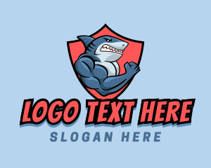 Muscular - Angry Shark Gaming logo design