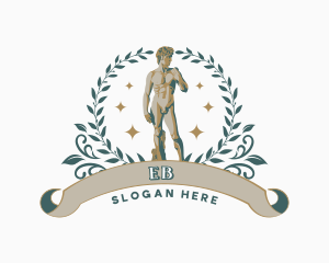 Stanchion - Nude Male David Statue logo design