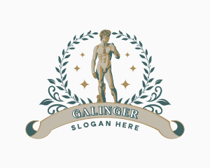 History - Nude Male David Statue logo design