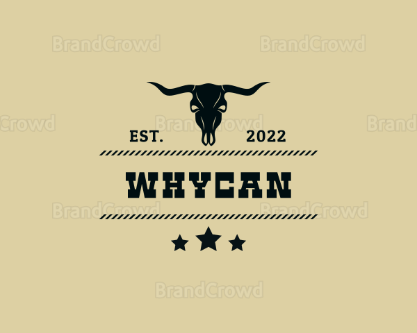 Western Bull Skull Horns Logo
