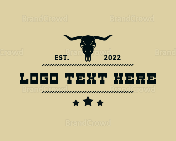 Western Bull Skull Horns Logo