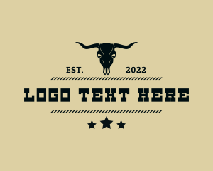 Western Bull Skull Horns Logo