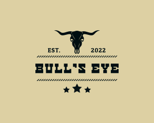 Western Bull Skull Horns logo design