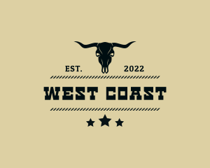 Western Bull Skull Horns logo design