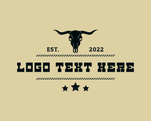 Pub - Western Bull Skull Horns logo design