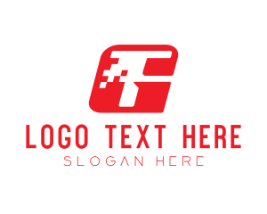 Pixel - Red Automotive Letter T logo design