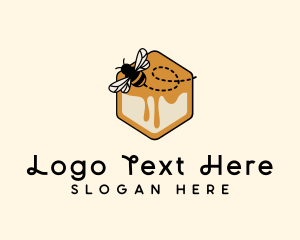 Honey Dipper - Hexagon Honey  Bee logo design