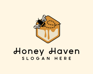 Beehive - Hexagon Honey  Bee logo design