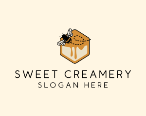 Hexagon Honey  Bee logo design