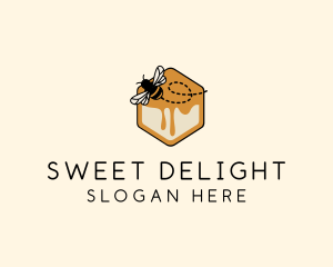 Hexagon Honey  Bee logo design