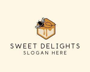 Hexagon Honey  Bee logo design