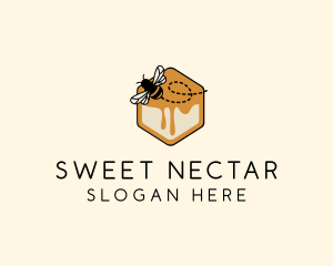 Hexagon Honey  Bee logo design