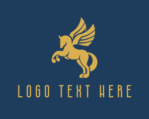 Horse - Gold Pegasus Company logo design