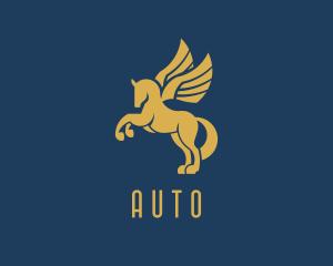 Mythical Creature - Gold Pegasus Company logo design