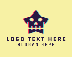 Glitch - Gaming Star Skull logo design