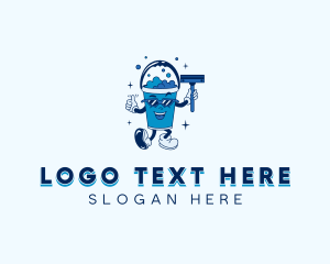 Clean - Bucket Squeegee Cleaning logo design
