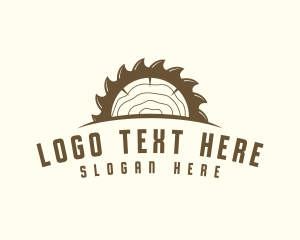 Saw Blade Wood Trunk logo design