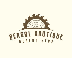 Saw Blade Wood Trunk logo design