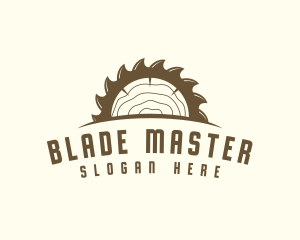 Saw Blade Wood Trunk logo design