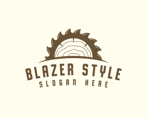 Saw Blade Wood Trunk logo design