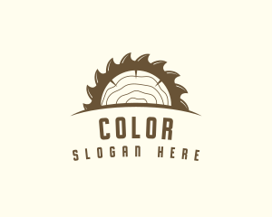 Saw Blade Wood Trunk logo design