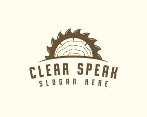 Saw Blade Wood Trunk logo design