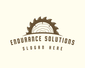 Saw Blade Wood Trunk logo design