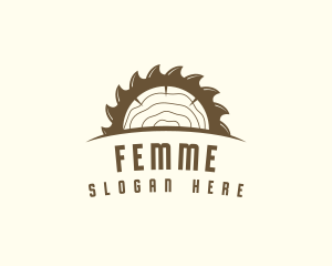 Saw Blade Wood Trunk logo design