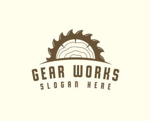 Saw Blade Wood Trunk logo design