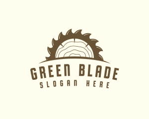 Saw Blade Wood Trunk logo design