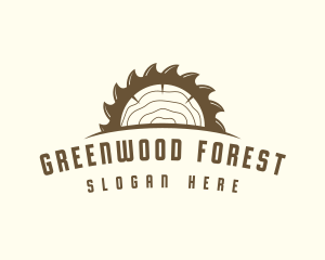 Saw Blade Wood Trunk logo design