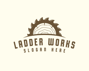 Saw Blade Wood Trunk logo design