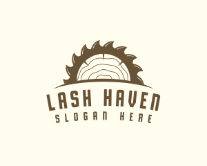 Saw Blade Wood Trunk logo design