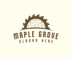 Saw Blade Wood Trunk logo design