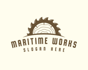 Saw Blade Wood Trunk logo design