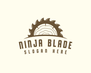 Saw Blade Wood Trunk logo design