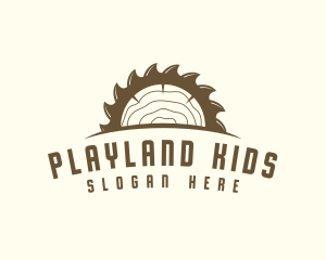 Saw Blade Wood Trunk logo design