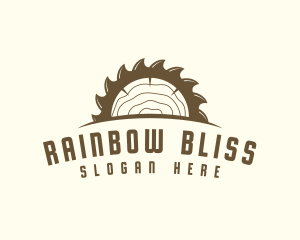 Saw Blade Wood Trunk logo design