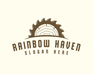 Saw Blade Wood Trunk logo design