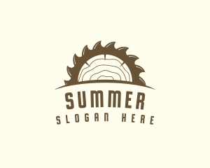 Saw Blade Wood Trunk logo design