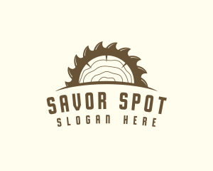 Saw Blade Wood Trunk logo design