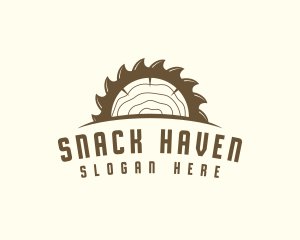 Saw Blade Wood Trunk logo design