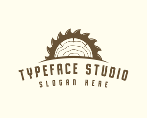 Saw Blade Wood Trunk logo design