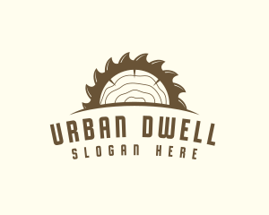 Saw Blade Wood Trunk logo design