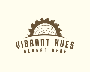 Saw Blade Wood Trunk logo design