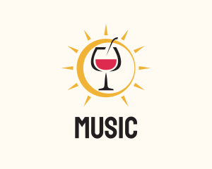 Liqueur - Daytime Wine Glass logo design