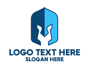 Greece - Blue Spartan Helmet logo design
