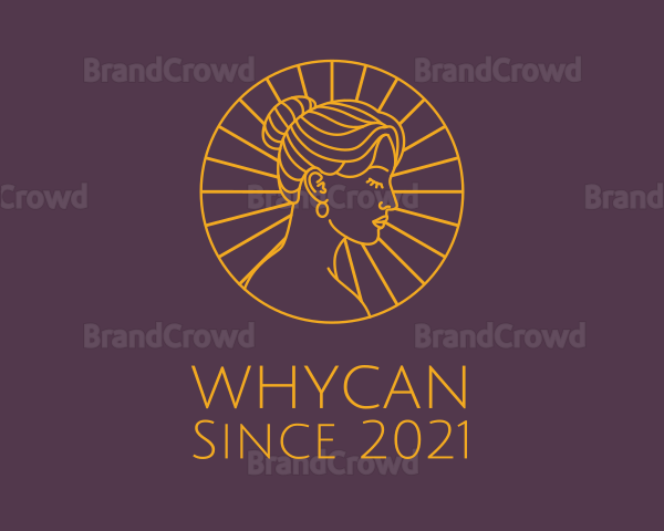 Gold Woman Monoline Badge Logo