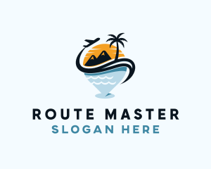 Summer Beach Travel GPS logo design