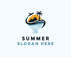 Summer Beach Travel GPS logo design